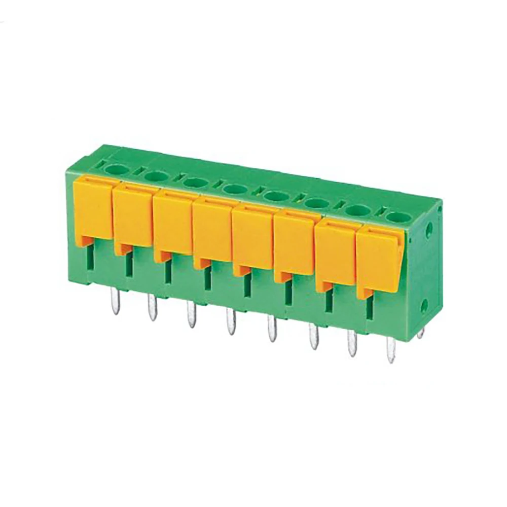 2P PCB пружинный клеммный блок 5,08 мм шаг, вертикальный 142V-5.08-2P, 250V10A CE Rohs UL можно подключить 2p 3p для любого полюса