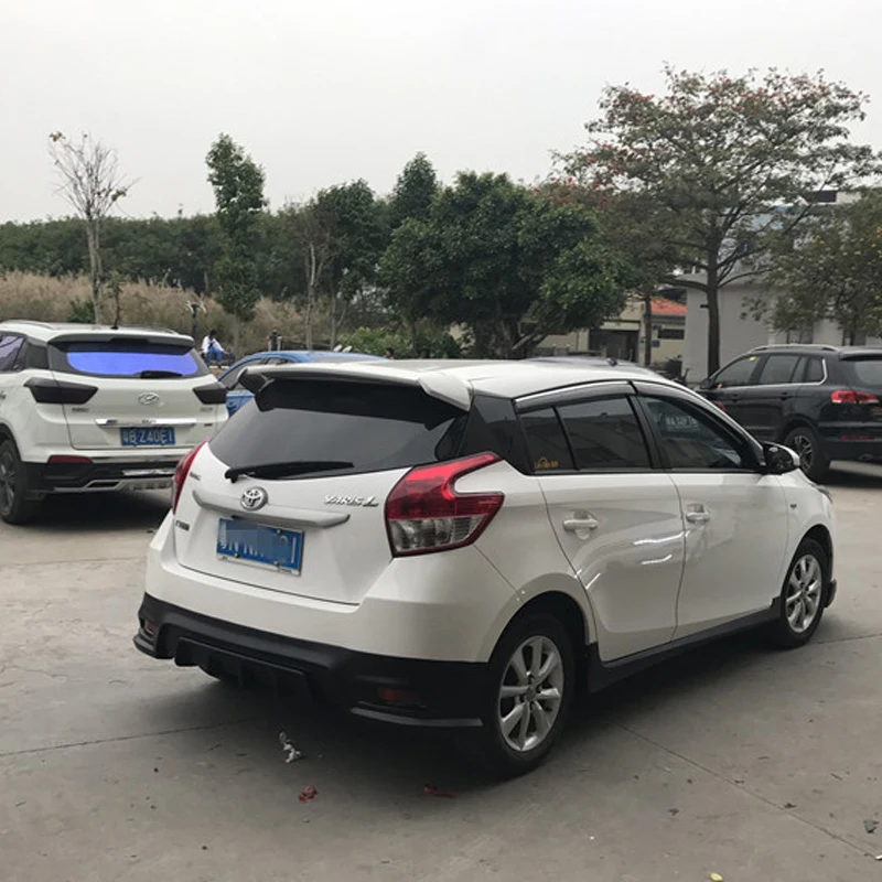 

For Toyota Yaris Spoiler 2014 2015 2016 2017 Tail Wing Decoration ABS Plastic Unpainted Primer Color Rear Trunk Roof Spoiler