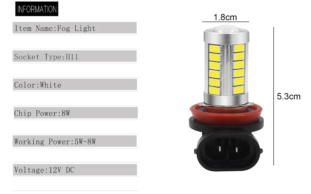 Аксессуары для стайлинга автомобилей Светодиодный светильник 1 шт. H11 H8 светодиодный светильник лампа 5630 33 SMD противотуманная водительская DRL лампа противотуманная водительская DRL Лампа Белая