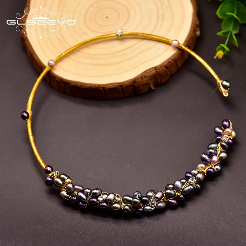GLSEEVO цветное ожерелье из натурального жемчуга в стиле барокко стильные аксессуары для женщин Подарки ожерелье День рождения Роскошные ювелирные изделия GN0061-4