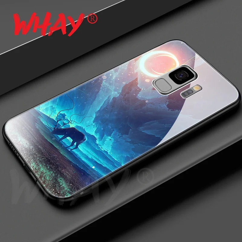 Tempered Glass For Samsung Galaxy S9 Plus Silicone Capa Luxury Patterned Back Case S9Plus Note 8 Note8 Cover |