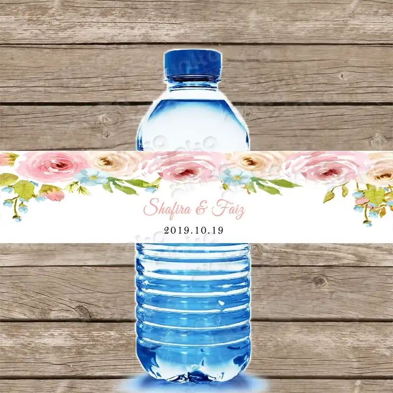 Flamingos and Tropical Flowers Bridal Shower Personalized Water Bottle Labels