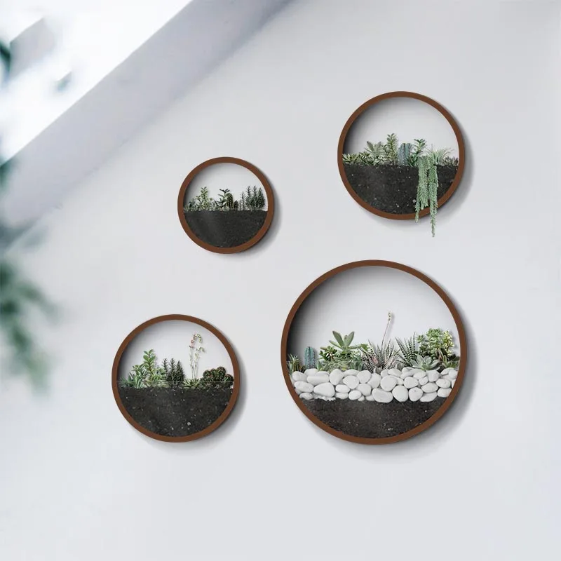 

Creative Wall Hanging Metal Iron Round Vase for Home Garden Living Room Decoration Crafts Artificial Flower Holder Plant Pots