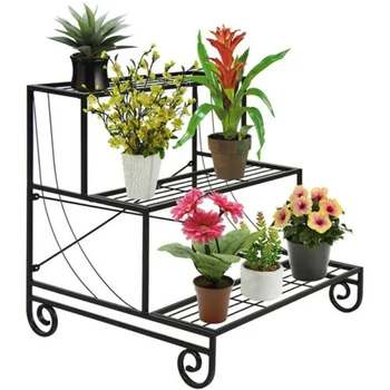 

3 Tier Metal Flower Pot Herb Garden Corner Plant Stand Rack Step Display Ladder stand shelf outdoor or indoor