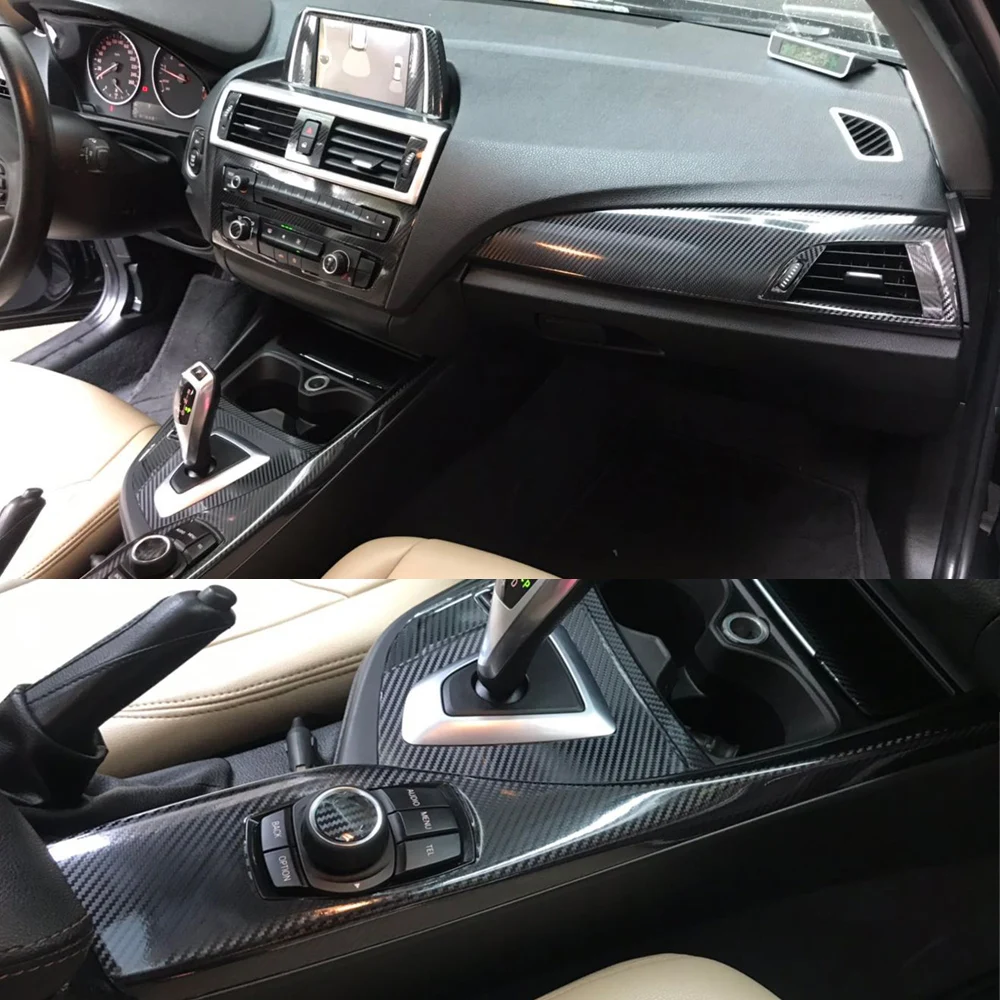 

For BMW 1 Series F20 2012-2016 Interior Central Control Panel Door Handle 5D Carbon Fiber Stickers Decals Car styling Accessorie