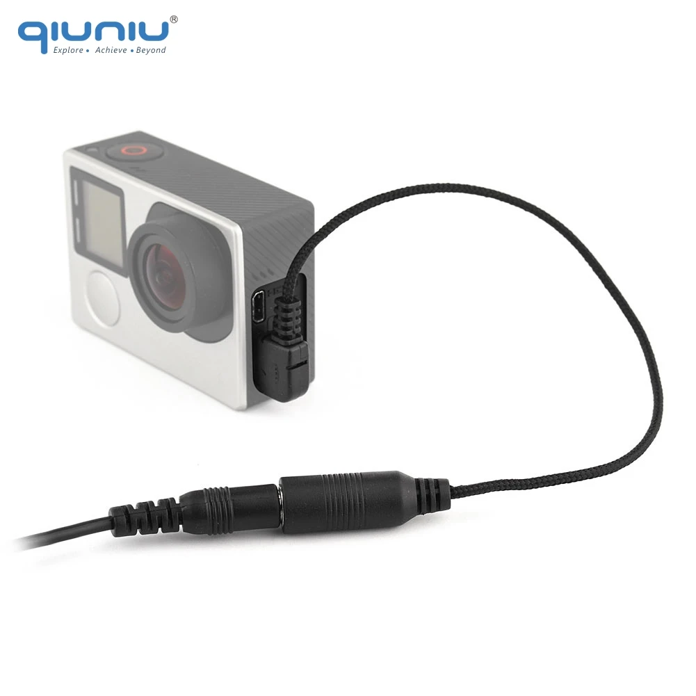 QIUNIU Mini USB 3,5 мм аудио разъем микрофонный адаптер кабель провод адаптер для GoPro Hero 3 3+ 4 камера Внешний микрофонный кабель