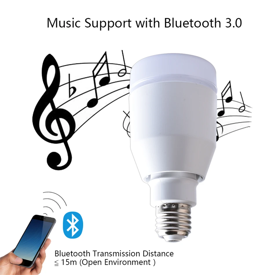 E27 Смарт rgb-колонка с Bluetooth Музыкальные лампочки Освещение Лампа красочные работы в режиме воспроизведения музыки светодиодный свет с пультом дистанционного управления Управление для вечерние праздник
