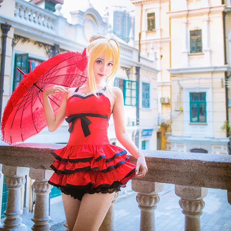 ROLECOS Fate EXTRA косплэй костюм сабля nero, для косплея сексуальное красное платье для женщин купальник бикини