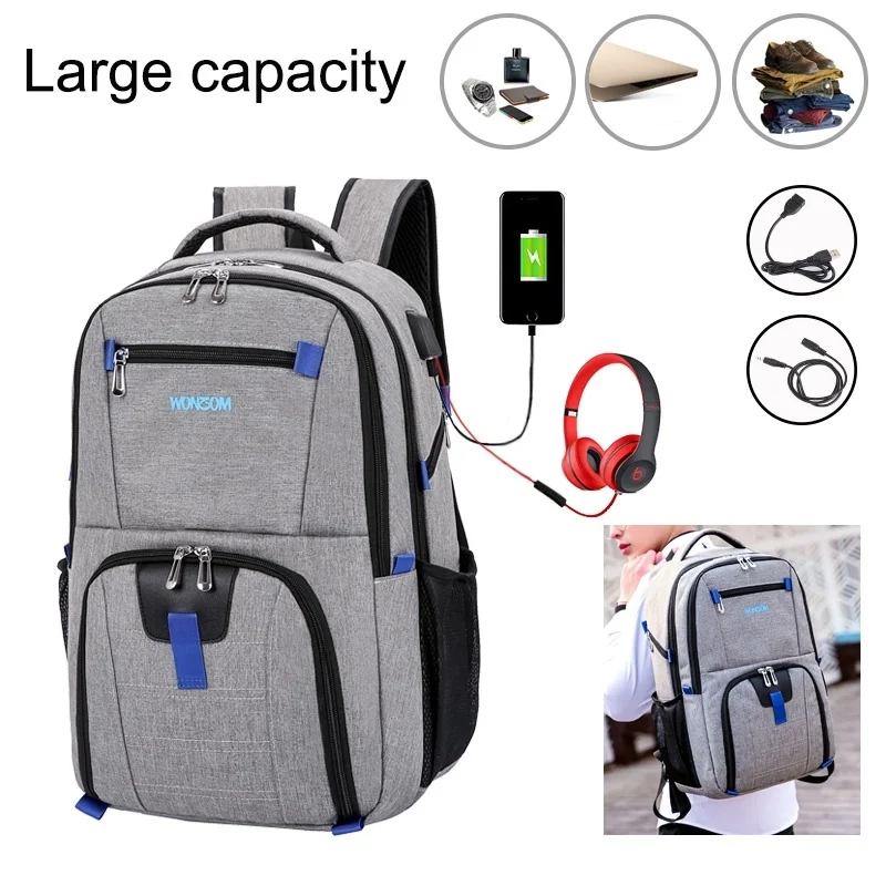 17 Inch Laptop Swiss Backpack For Men USB Charging Anti Theft Multifunction Large Capacity Rucksack Outdoor Sports Women Bags