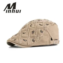 Minhui новые хлопковые береты кепки s для мужчин повседневная Кепка s буквы ABC береты Кепка с якорем клетчатая плоская кепка