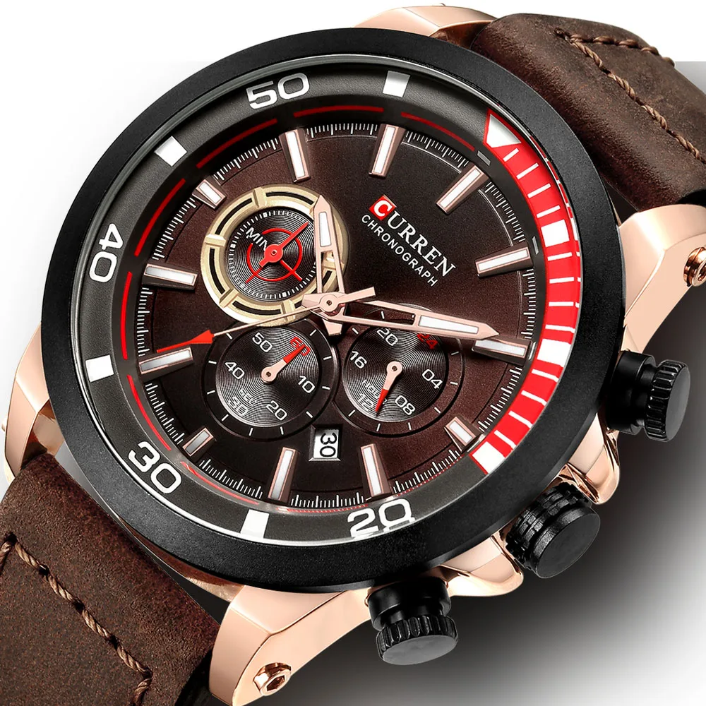 

Curren Watches Sport Watch Men/Man/Clock/Male Leather Waterproof Calendar Luminous Watch Men Waterproof Gold Men's Watch 2018
