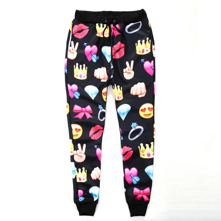 Womens Emoji Emoticon Jogging 3d Sweatpants|3d pant|3d measurement3d ...