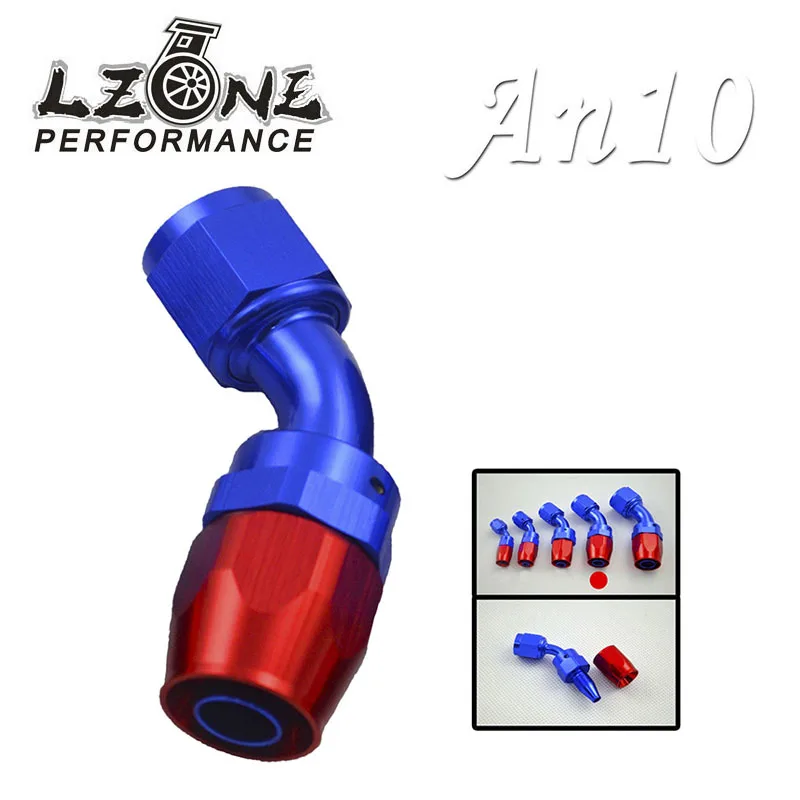 

LZONE - 10 AN AN-10 45 Degree Aluminum Swivel Hose End Fitting Adapter Oil Fuel Line JR-SL1045-10-311