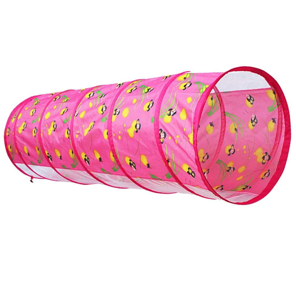 Glowworm Play Tunnel Toy Play Tent Playhouse Kids Tent Castle Children Pop-up Hut Ball Pit 1.5M/ 59 inch Length Tube Pink