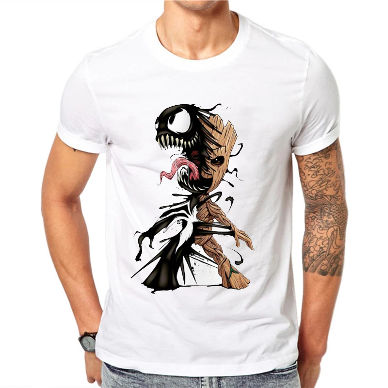 New Sale Men T-Shirt Groot And Venom Mens Clothing Printed Funny T Shirts Casual Short Sleeve Tops 100% Cotton Tee Shirt For Man New Sale Men T-Shirt Groot And Venom Mens Clothing Printed Funny T Shirts Casual Short Sleeve Tops 100% Cotton Tee Shirt For Man