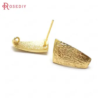 

(36053)6PCS 16x9MM 24K Gold Color Brass Curved Surface Geometric Shape Stud Earrings High Quality Jewelry Findings Accessories