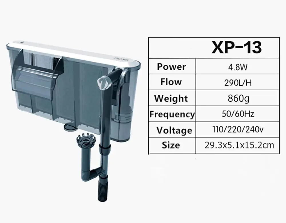 Nicrew аквариум Submersibl 3-в-1 внешний висит Мощность фильтр XP-05/09/11/13 водопад внешний аквариумный воздушный насос - Цвет: XP 13
