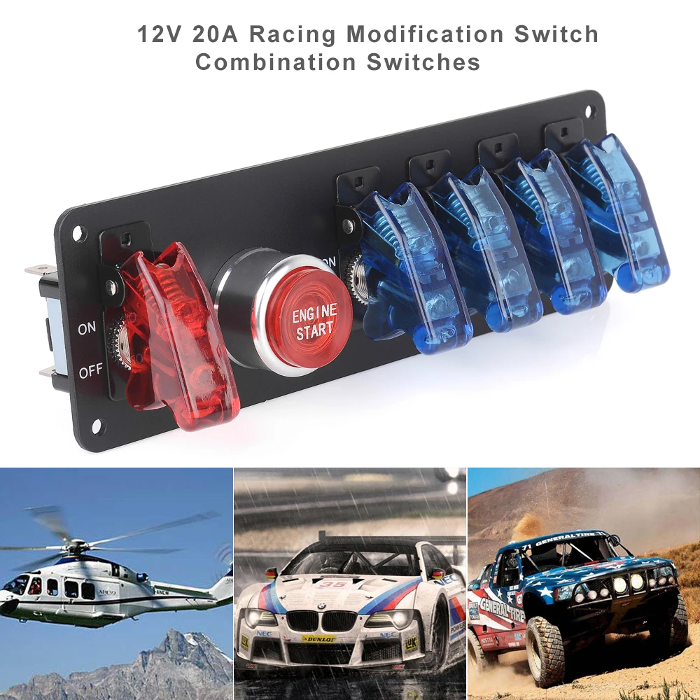 Aircraft Style//Toggle Alloy Starter Switch Panel 3 Accessory Switches
