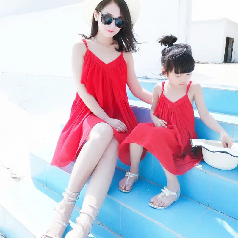 

2019 Summer Chiffon Dress Mother Daughter Dresses Matching Mother Daughter Clothes Mom and Daughter Dress Mommy and Me Clothes
