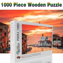Итальянские домики пристани вечерний Венецианский канал 1000 штук деревянный для взрослых Ландшафтный пазл для детей развивающие игрушки подарок