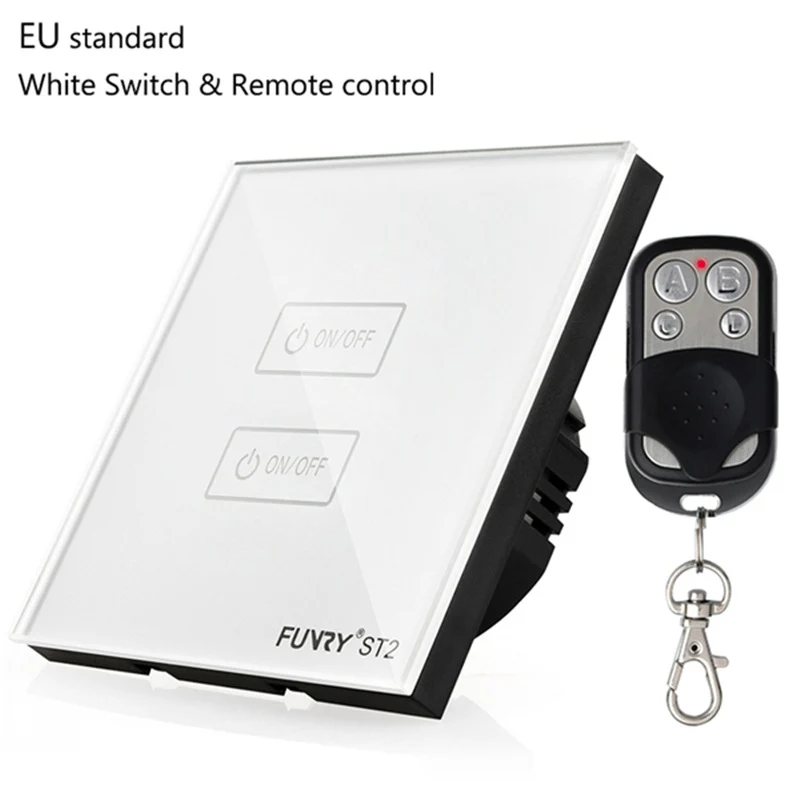 Funry ЕС стандарт 2 банды 1 способ Умный переключатель+ пульт дистанционного управления wifi/APP RF433MHz умный контроль 170-240 в 86*86*36 мм управление телефоном - Цвет: white switch remote