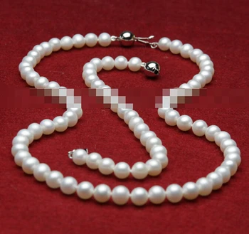 

07686 white freshwater pearls necklace bracelets earrings jewelry set (A0513)