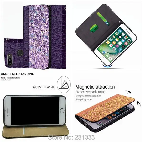 Glitter Wallet Leather Pouch Case For Huawei Honor 9 LITE 7X 9I 10 MATE PRO P20 P Smart Nova 3I Y6 Prime 2018 Cover 1pcs | Мобильные