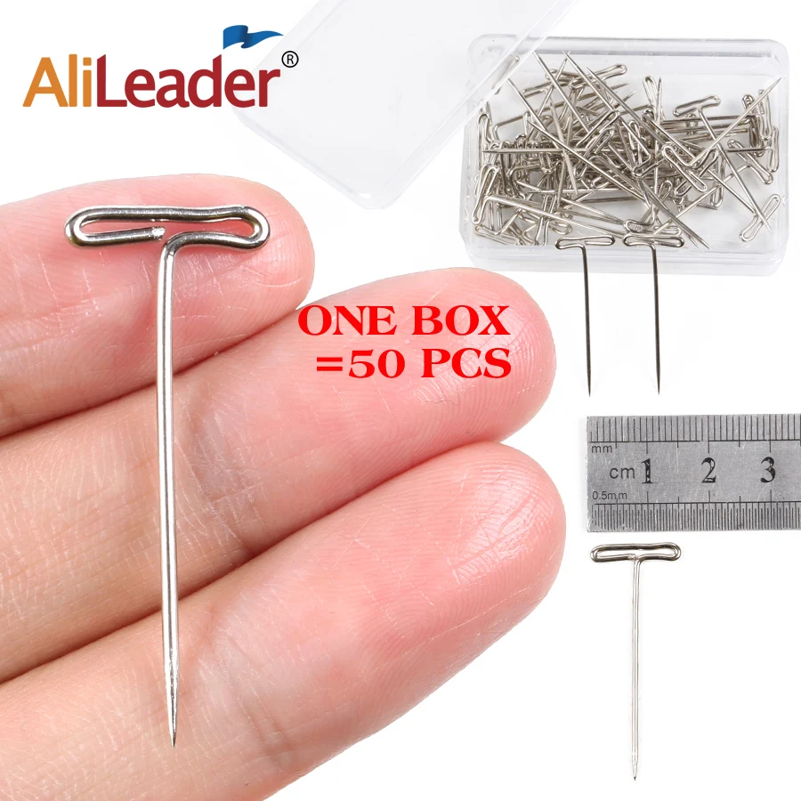 

Good Quality 50pcs TPin Clips For Wig Making Hair Extension Fix On Mannequin Canvas Block Head Hair Needle Styling Tools