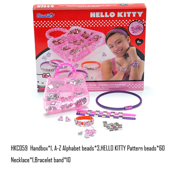 HELLO KITTY цветным бисером браслет Цепочки и ожерелья DIY игрушки mon Coffret подвески для девочек вязать, создать, получить мультфильмы - Цвет: HKC059