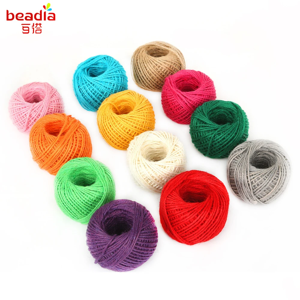Fashion Dia 2mm 50M/Roll burlap Rope Natural Jute Twine Burlap String Hemp Rope Wedding Gift Wrapping Cords Thread Mix 17 Colors