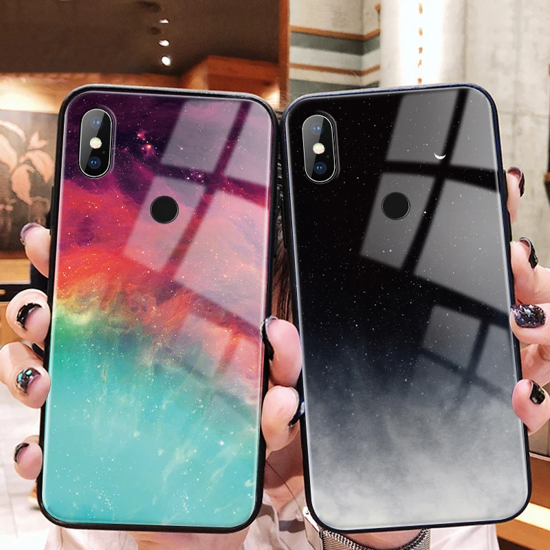 For Xiaomi Redmi 5 Plus 6 Pro S2 Note 4 4X 5 6 7 Pro Colorful Glass Cover Phone Case For Xiaomi mi 8 Lite 9 SE A1 A2 Lite Coque