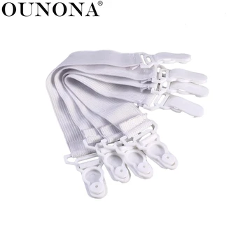 

4pcs Elastic Bed Sheet Grippers Garter Fastener Straps with Rubber Button Hook & Clasp