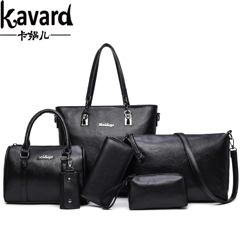

Kavard Women Bag Shoulder Bag 6Pcs/Set High Quality PU Leather Handbag Women Messenger Crossbody Bag Clutch Purse Sac a Main