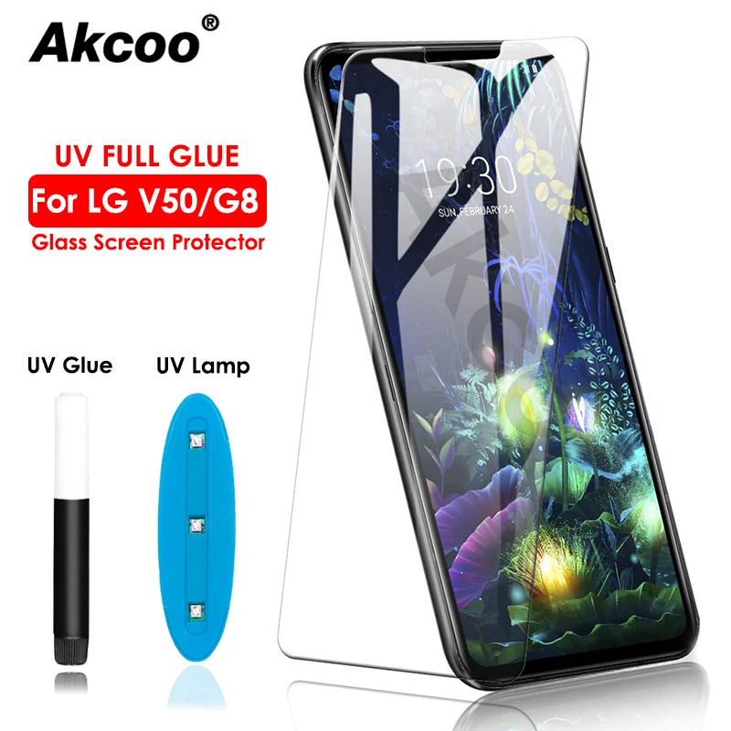 Akcoo G8 ThinQ UV стеклянная Защитная пленка для LG V50 V40 V30 Plus пленка с полным клеем сенсорная пленка для LG G7