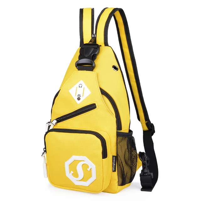 Водонепроницаемый USB зарядка Грудь сумка для мужчин и женщин сумка через плечо модные сумки через плечо черный камуфляж мини школьные сумки Back pack мальчик - Цвет: yellow
