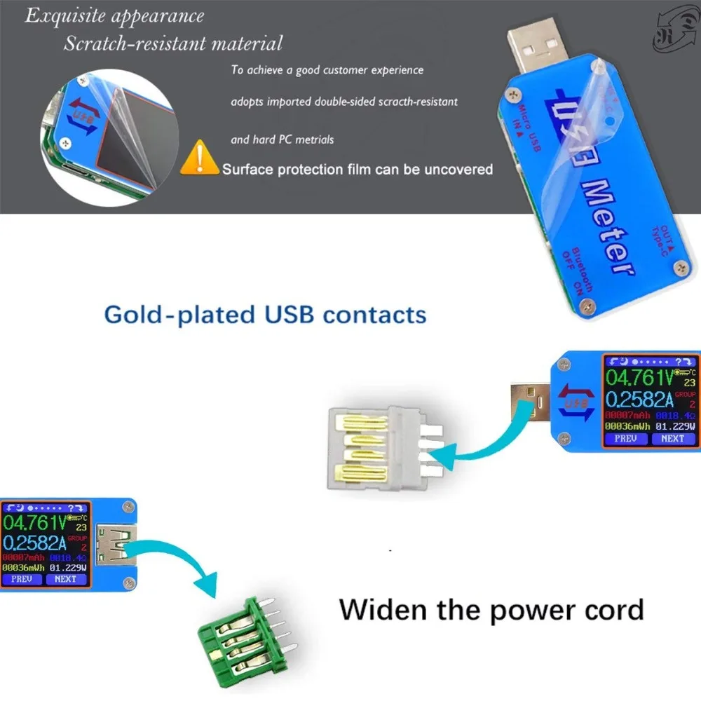 USB 2,0 Тип-C ЖК-дисплей Вольтметр Амперметр Напряжение измеритель тока, для батареи зарядки измерения UM25 UM25C для приложений с 35 Вт LD35 HD35 нагрузки