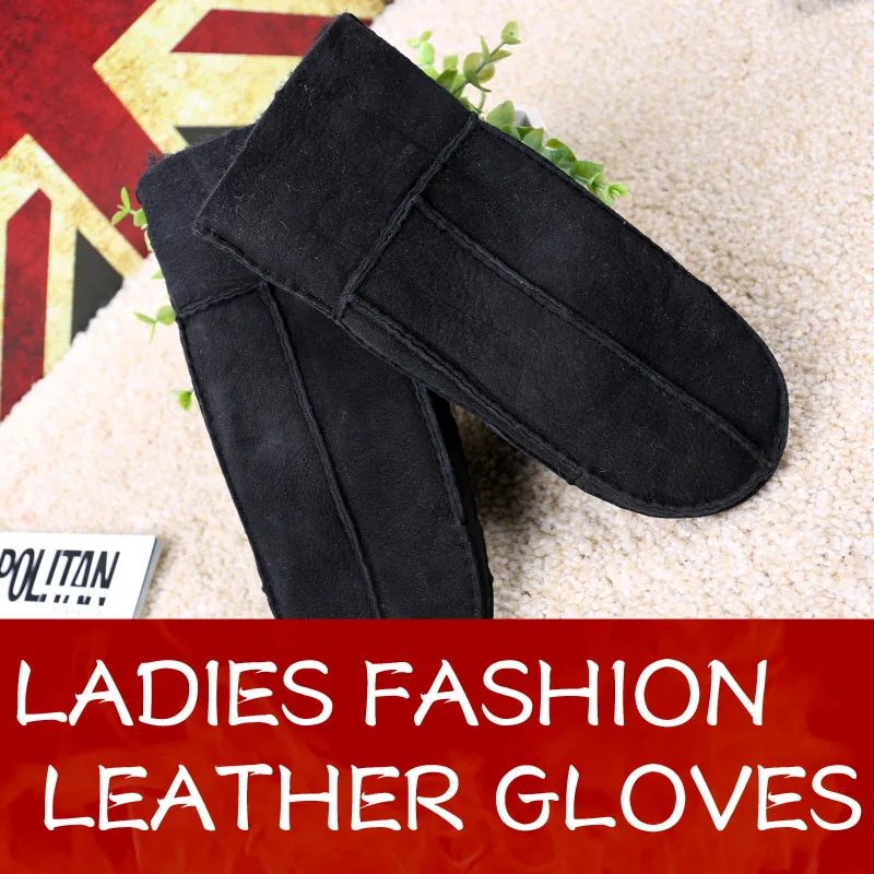 

Hot Selling Mittens For Women Sheepskin Leather gloves Lady Winter Gloves Leather Women Gloves Handschoenen Fur Leather Gloves