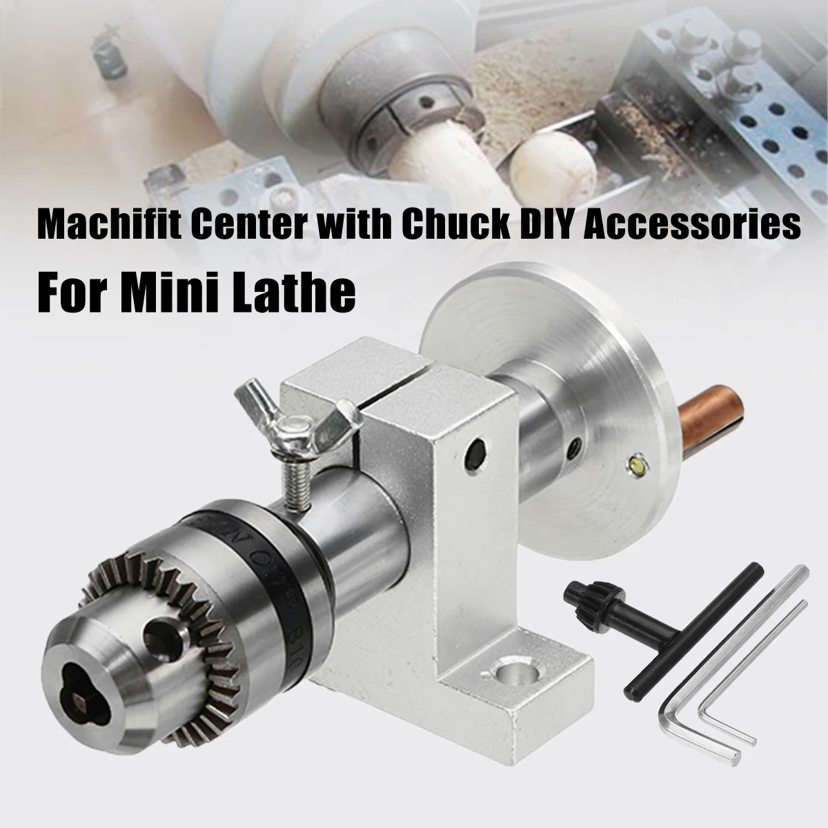 

New Live Lathe Center Head with Chuck for Mini Lathe Machine Revolving Centre DIY Accessories Woodworking Tool