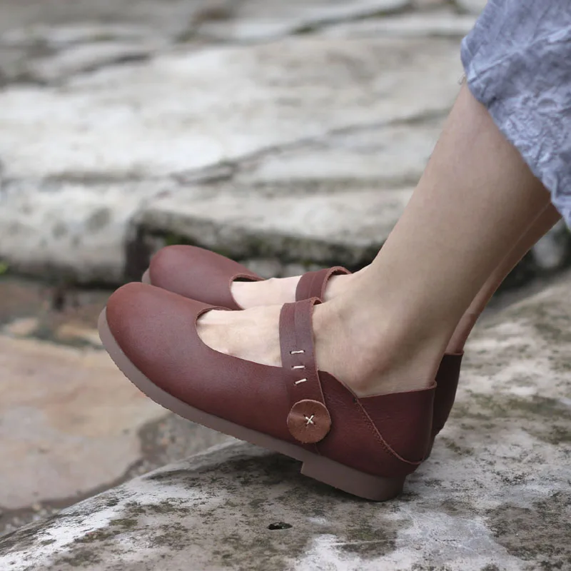 Confortable Profonde Mou 2018 Plat Fond La Gratuite En Peu Main Casual Véritable Brown coffee Femmes À Careaymade Chaussures Chaussures Cuir livraison De qaSpFg