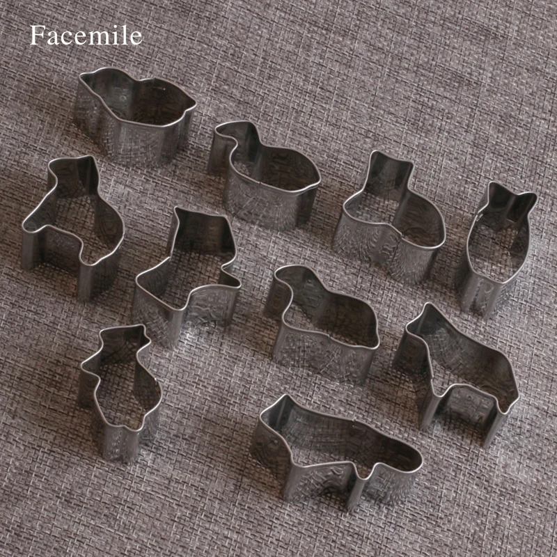 10pcs/set Metal Stainless Steel Animals of Duck Fish Dog Cookie Cutters Fondant Biscuits Tools 03087 | Дом и сад
