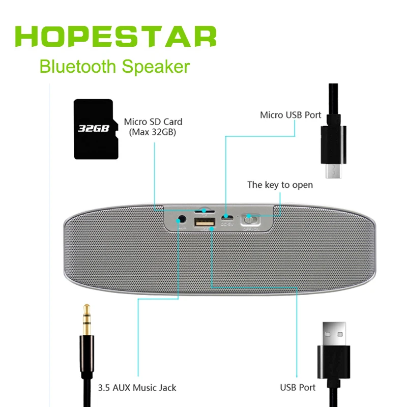 HOPESTAR H11 Bluetooth беспроводной динамик Hifi Саундбар двойной бас стерео Поддержка USB TF AUX FM с зарядным устройством для телефона