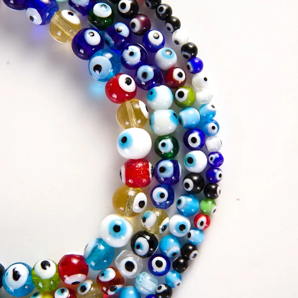 

SUTI Wholesale glass Evil eye Beads Round Stone Beads for Jewelry Making diy 6/8/10/12mm Hand Made Jewelry Accessories Colorful