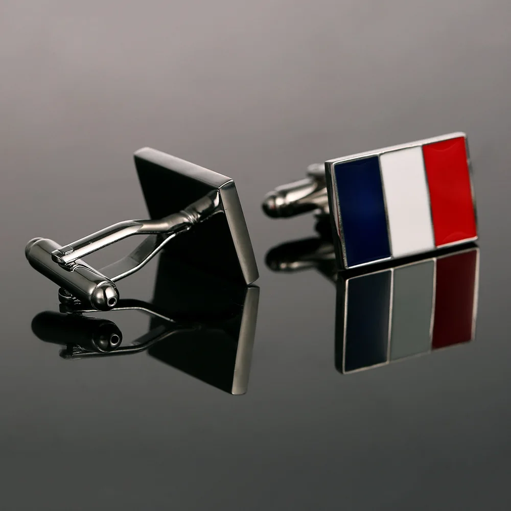 CHUKUI Luxury Men's Cuff Button Copper Material French Flag Cufflinks Fashion Enamel Cuff Links  (6)