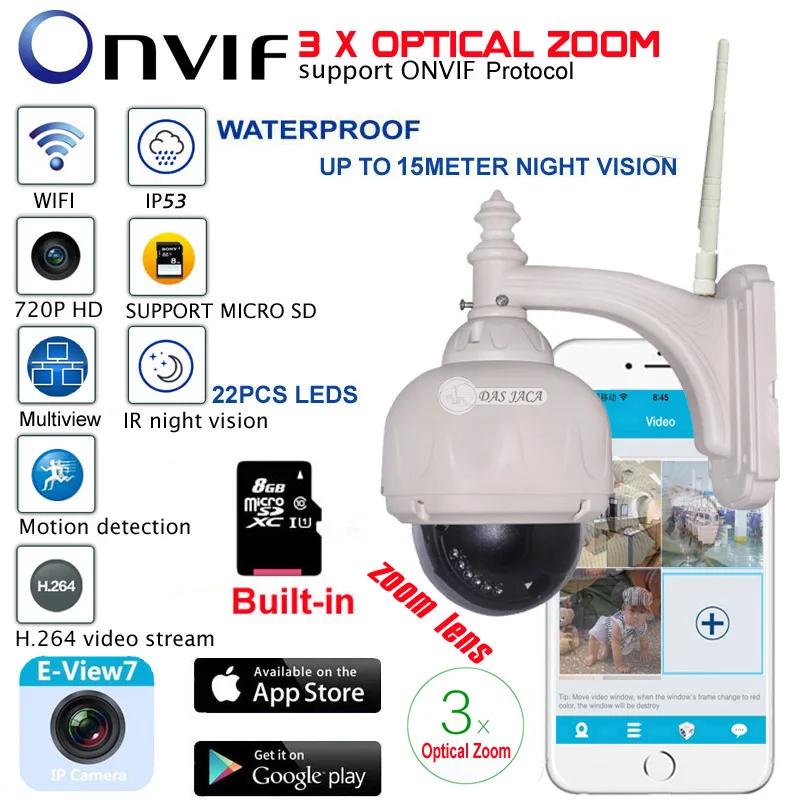 bilder für Optischer Zoom Len 1,0 mega 720 P Drahtlose WiFi Ip-kamera Außen PTZ Wasserdichte H.264 HD Cctv Kamera Wifi Nachtsicht bilder für Optischer Zoom Len 1,0 mega 720 P Drahtlose WiFi Ip-kamera Außen PTZ Wasserdichte H.264 HD Cctv Kamera Wifi Nachtsicht