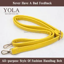 Free shipping 2015 hot sel PU leather belt male and female bag shoulder straps yellow 2.0cm