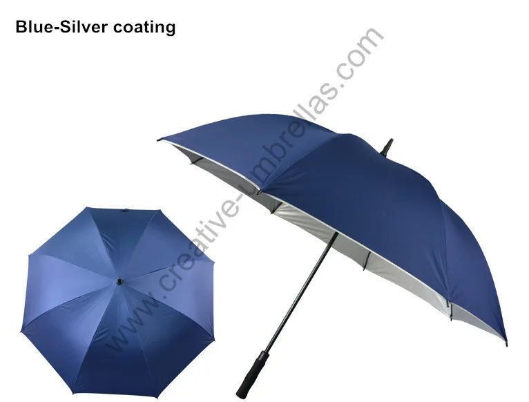 

Diameter 130cm 3pcs/lot lake blue pongee silver coating-2 times golf umbrellas.fiberglass,auto open,anti static,anti thunder