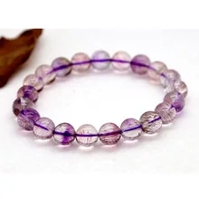 Чистый натуральный разноцветный браслет супер семь стрейч круглый Мелодия камень 9 мм