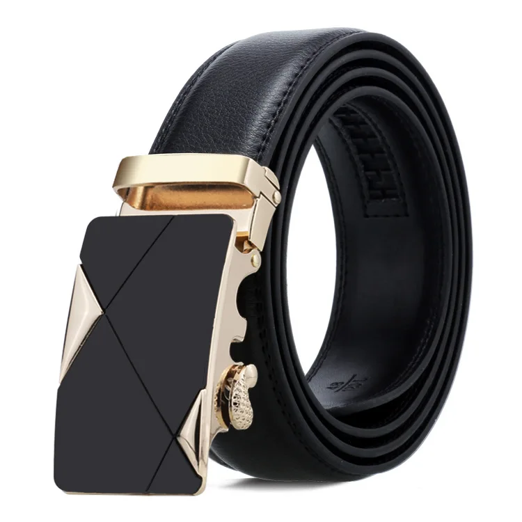 150cm men belt with stainless steel automatic buckle for mens cow real genuine leather luxury quality brand designer belts140cm - Color: Gold C