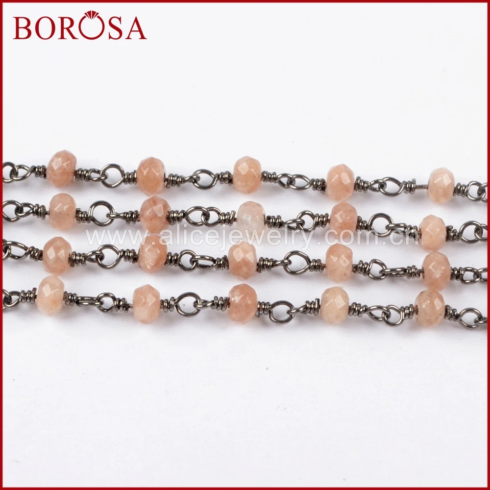 Цепочка Из Бисера BOROSA 5 метров розовый опал ограненные бусины цепочка из бисера