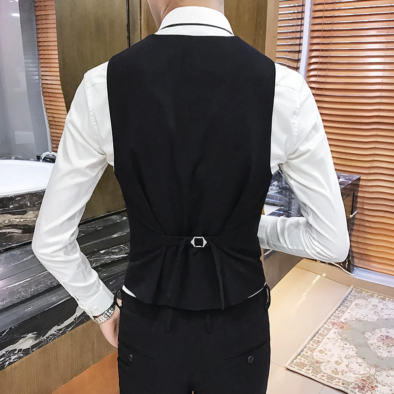 2018 High Quality Suit Vest Men Formal Bussines gilet men Slim Fit Waistcoat